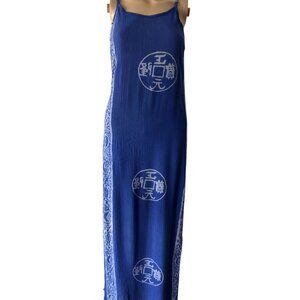 Mission Canyon Oriental Hawaiian Size S Blue Dress X-Cindyana Santangelo